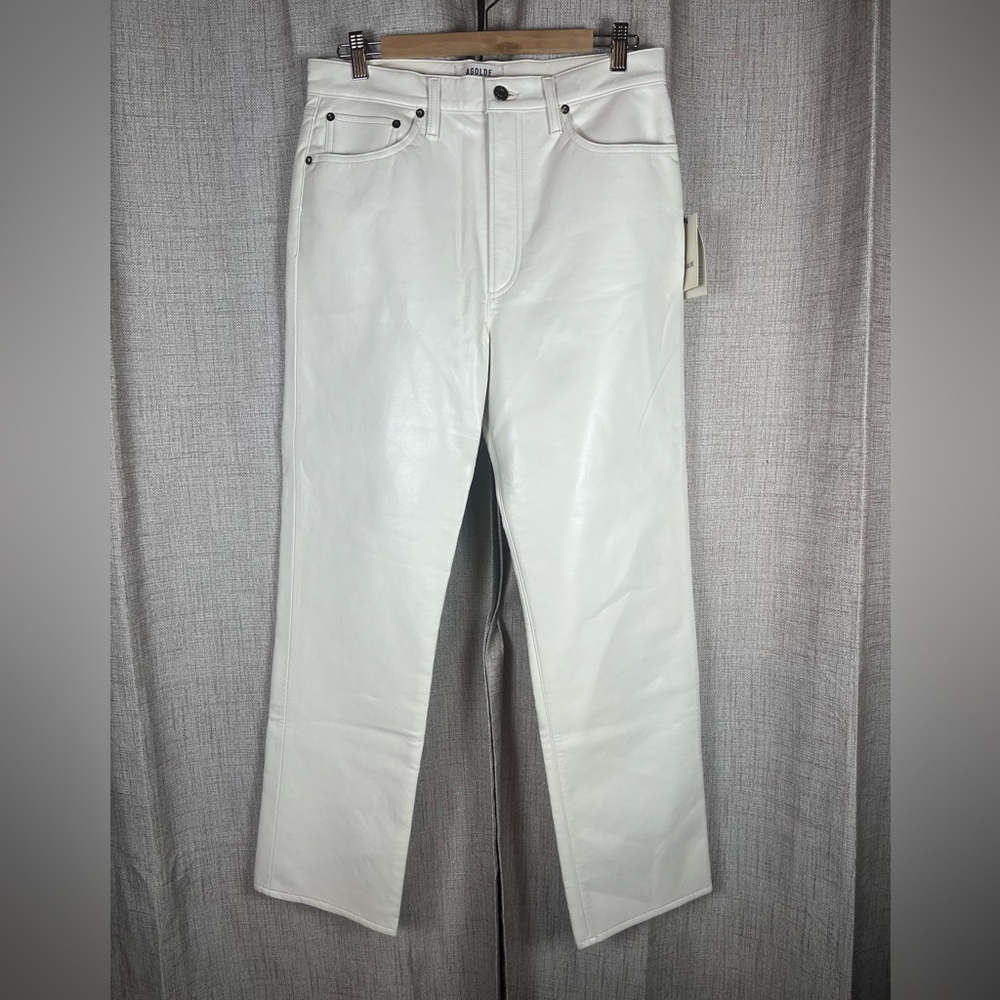 AGOLDE Recycled Leather Pants White Waist 30 90s Pinch Waist NWT - Read below